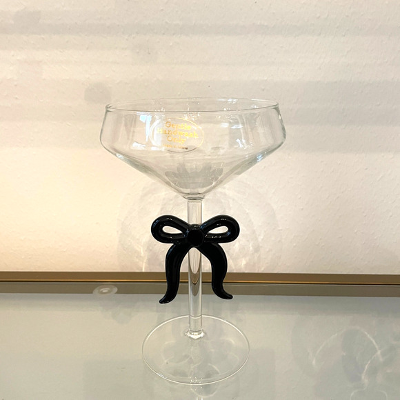 Black Bow Coupe Glass Holiday Glam Barware NEW - Picture 4 of 15